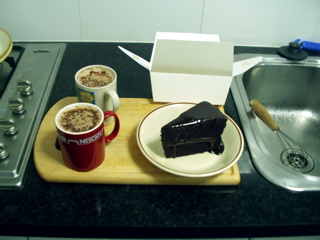 Hot chocolate and David Jones’s chocolate cake