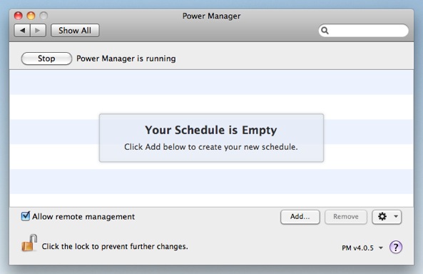 Select Add to begin creating a new Power Manager event