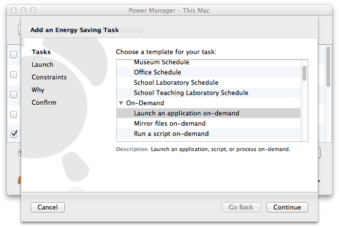 Power Manager&rsquo;s Schedule Assistant includes new on-demand tasks.