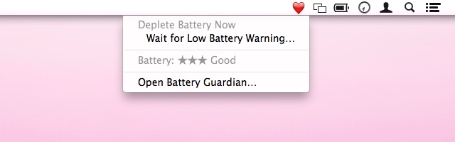 Battery Guardian menu bar heart needing attention