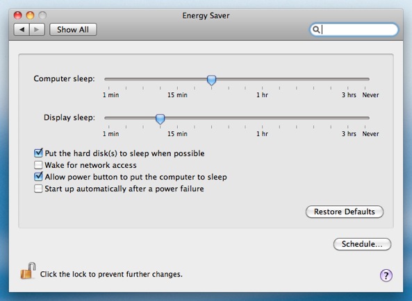 mac energy saver wake for network access