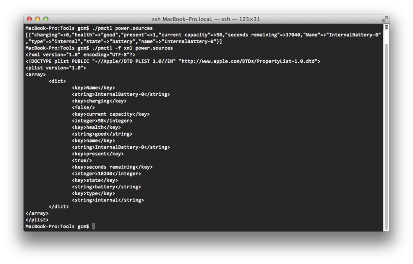 Listing the power sources in Terminal.app