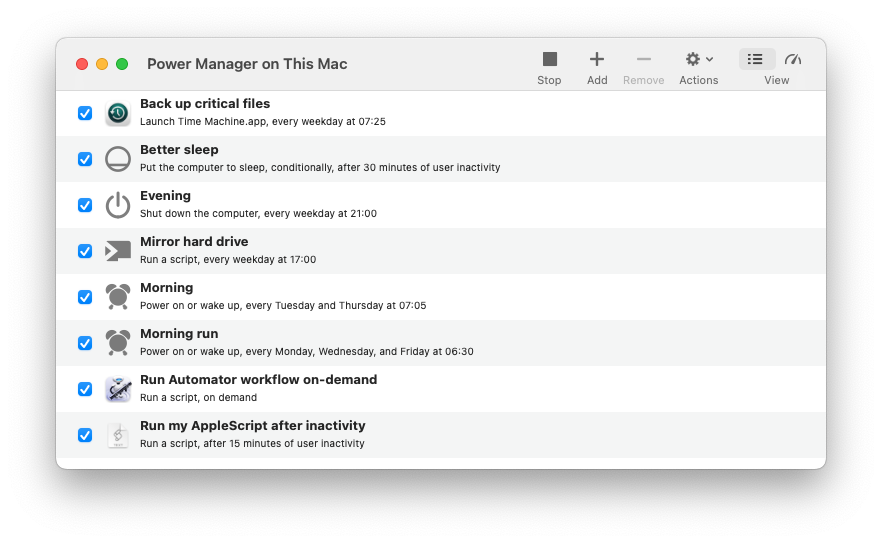 Power Manager's events store on macOS