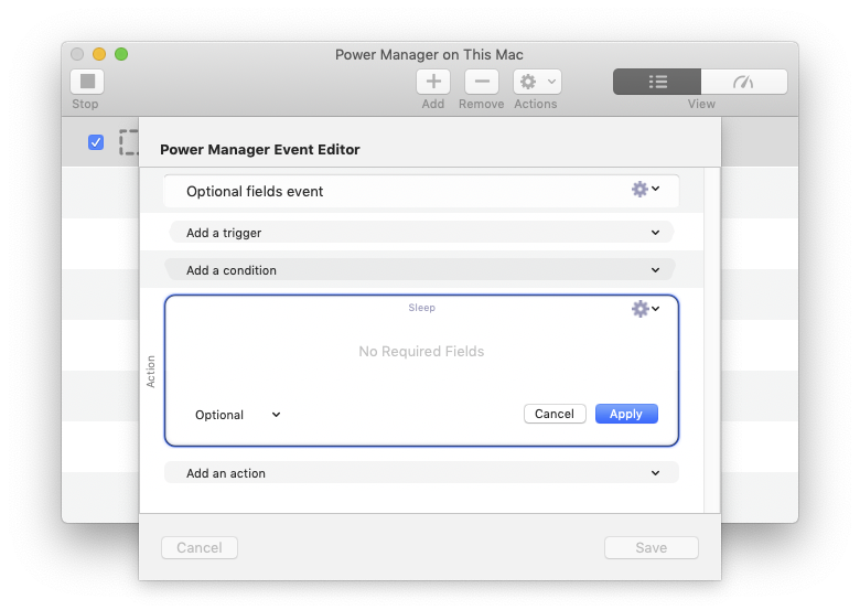 Editor showing in Power Manager