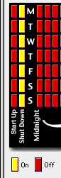 Scheduler Panel - Shut Down On, Start Up Off